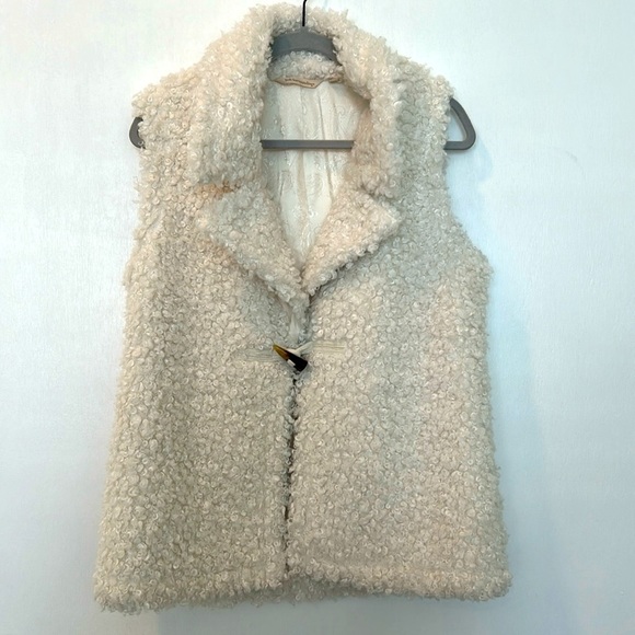 SOFT SURROUNDING TEDDY BEAR VEST WOMEN SIZE S IVORY SLEEVESLESS - Picture 2 of 12